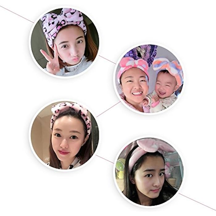 Excefore Super Soft Caroset Wash Cosmetic Headband, Headbands for Washing Face Shower Spa Mask Soft Carol Fleece Hairlace Headband Turban Bowknot Washing Face - Image 4